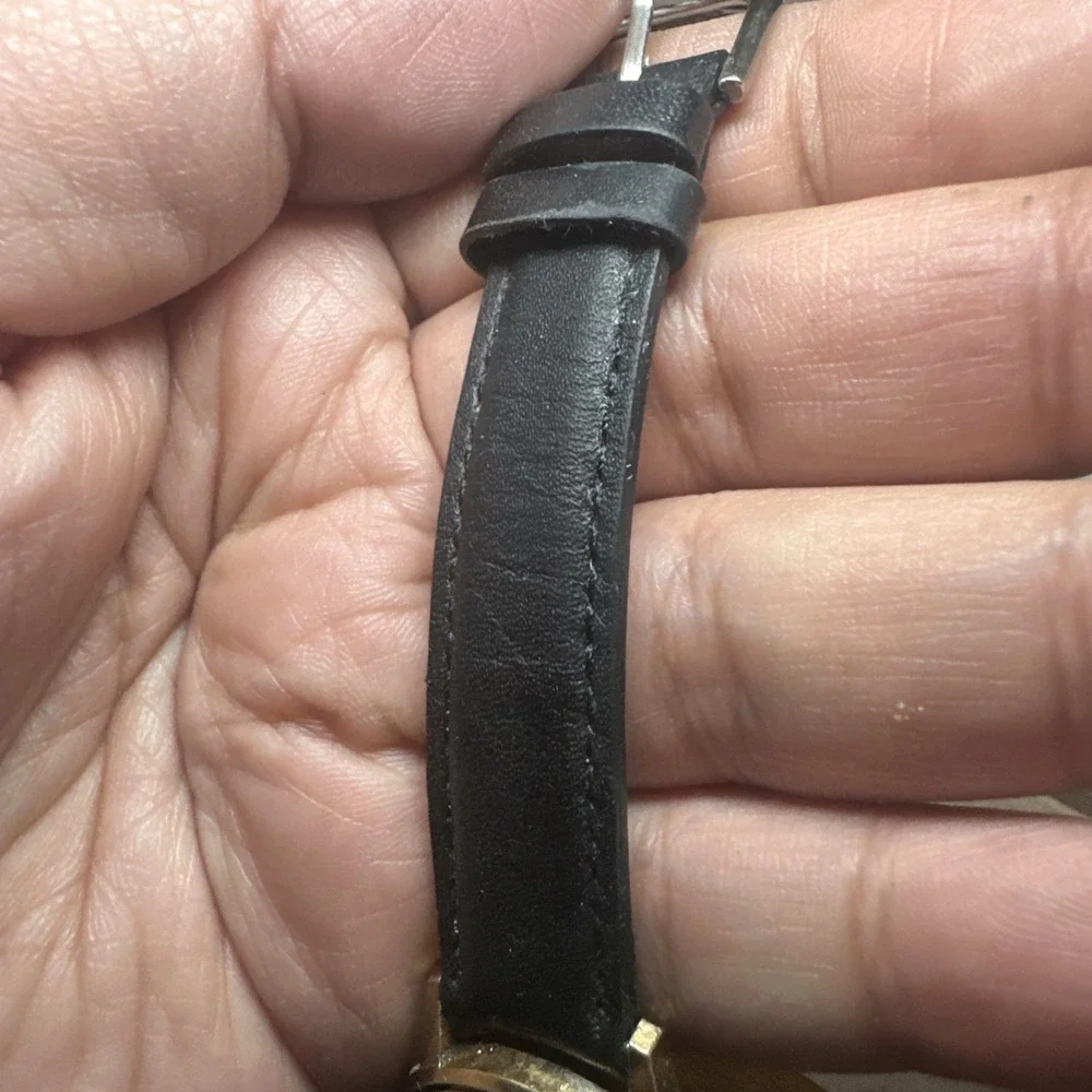 Works VTG 1970s Caravelle N1 Gold‎ Tone Mens Manual Wind 32mm Fit 7in Black Runs